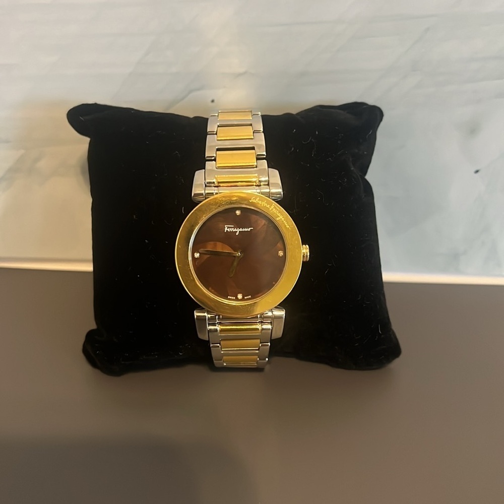 Salvatore Ferragamo Two-Tone Gold and Silver Women's Bracelet Watch - Gold Dial